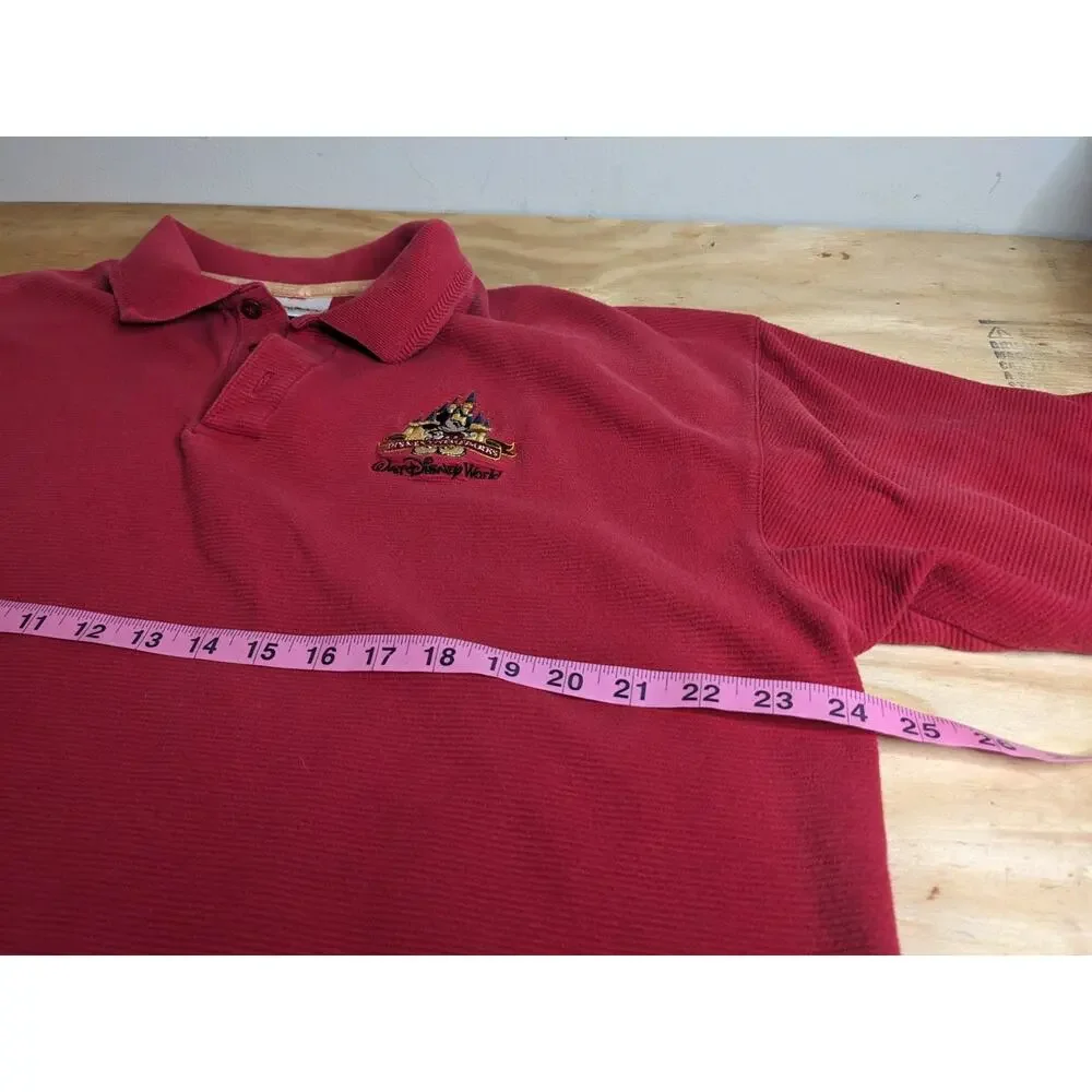 Vintage Disney World Polo XL Size Red Embroidered Disney Theme Parks Mickey